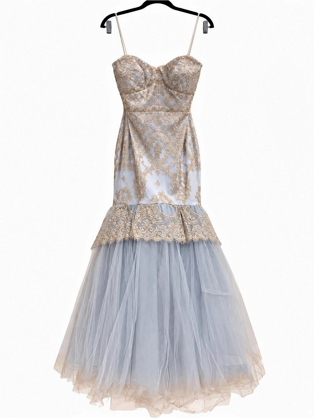 Marchesa Notte Baby Blue Floral Prom Dress
